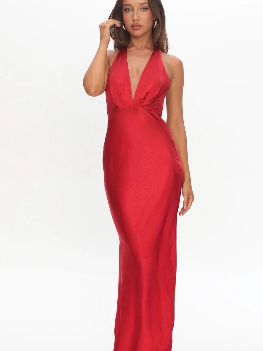 Selfie Leslie Of Your Dreams Rose Accent Halter Dress Red